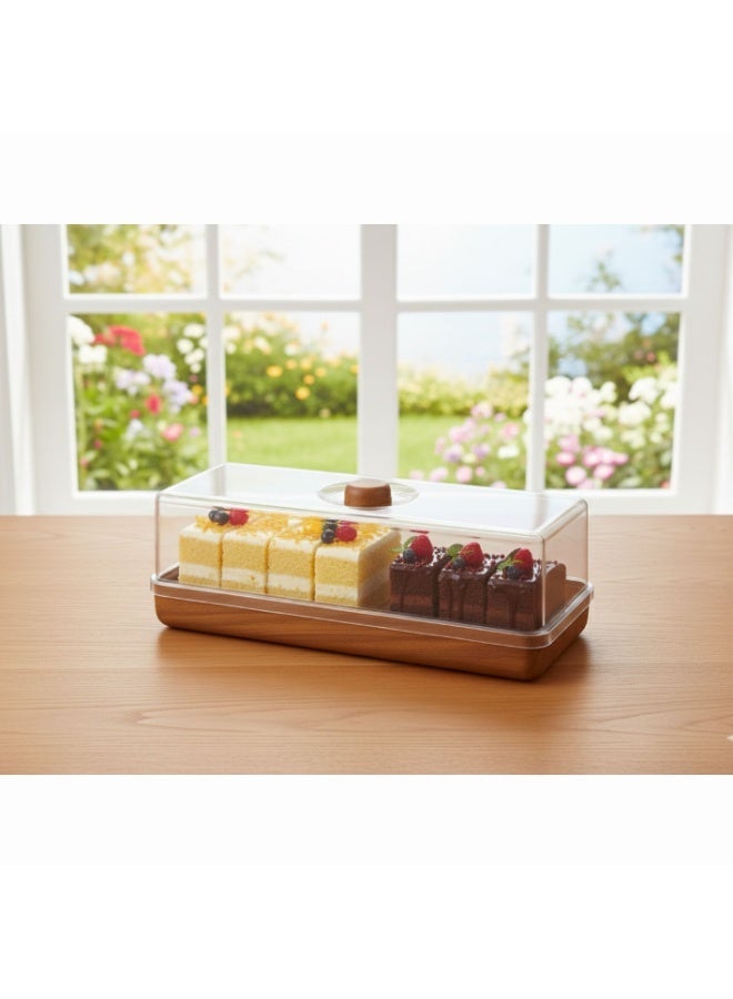 Rectangular Plastic Cake Plate with Clear Lid - Image 3